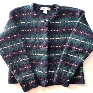 Vintage Summit Hill mohair blend boxy oversized cardigan w big buttons. Small